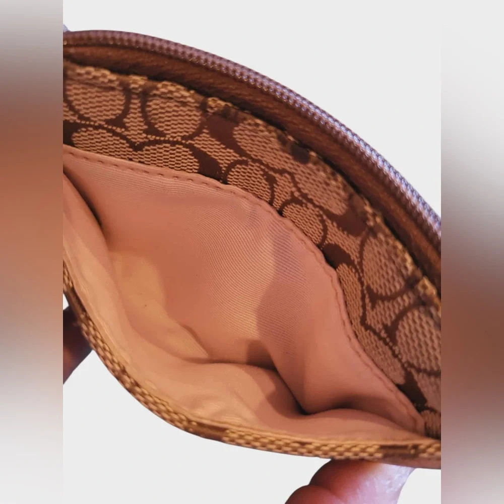 Coach Tan and Brown Signature Coin Purse - Picture 2 of 10